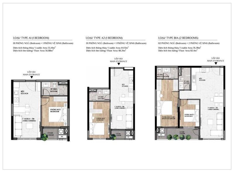 Thiết kế 3 loại căn hộ tại dự án Eaton Park