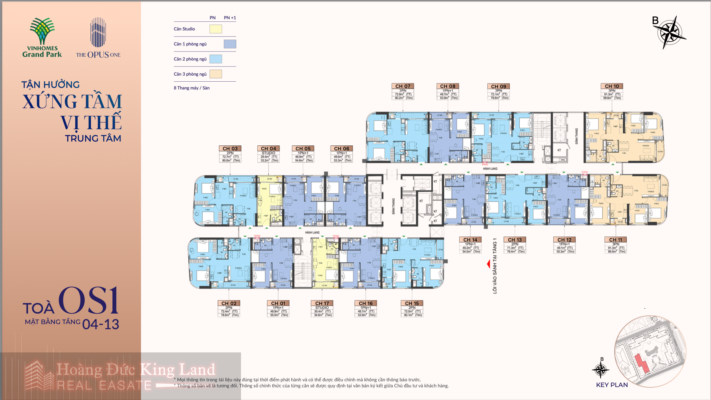 Layout bố trí căn hộ toà The Opus One 1 tầng 4 - 13