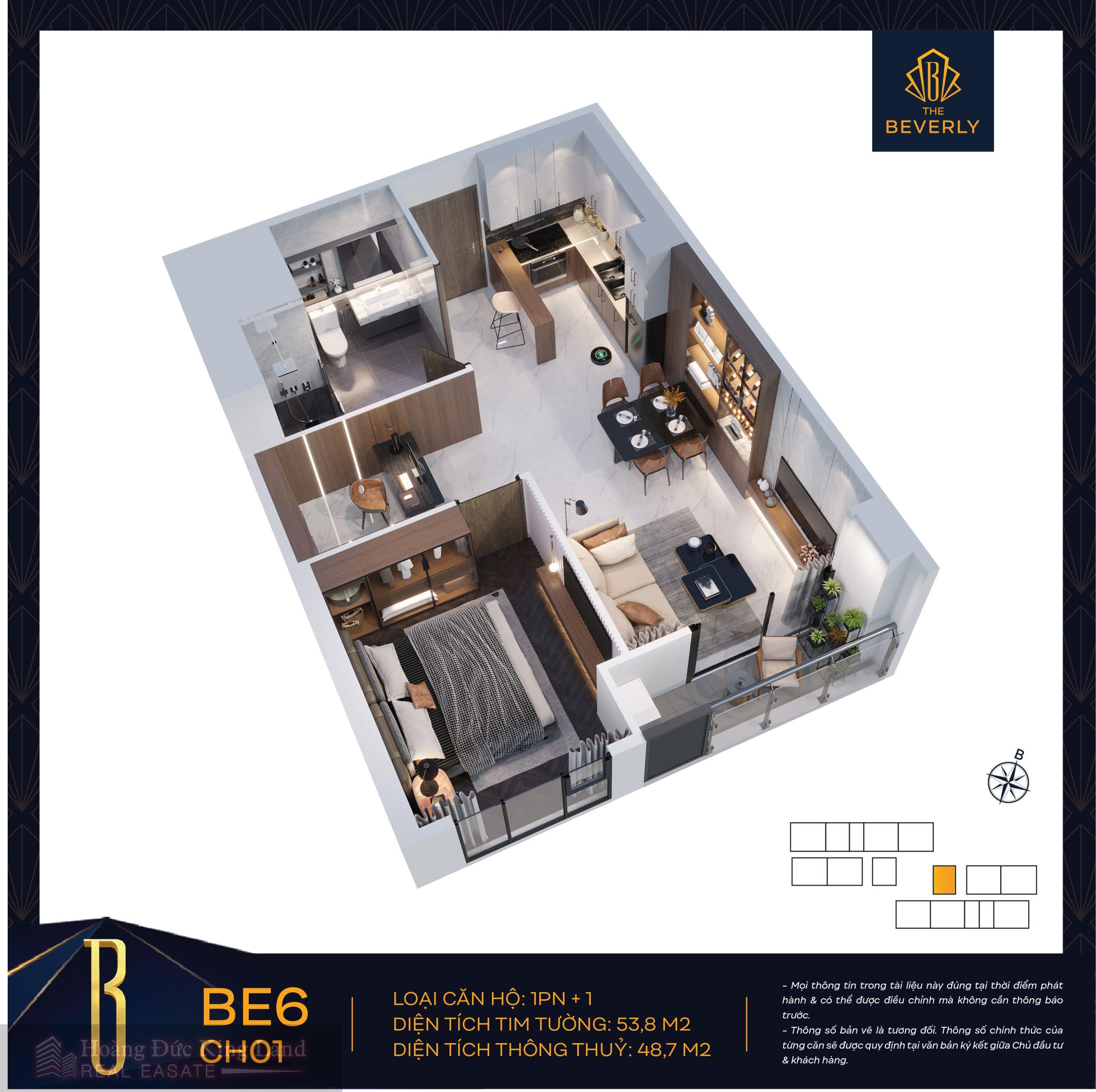 Layout bốc mãi căn hộ số 1 tại The Beverly