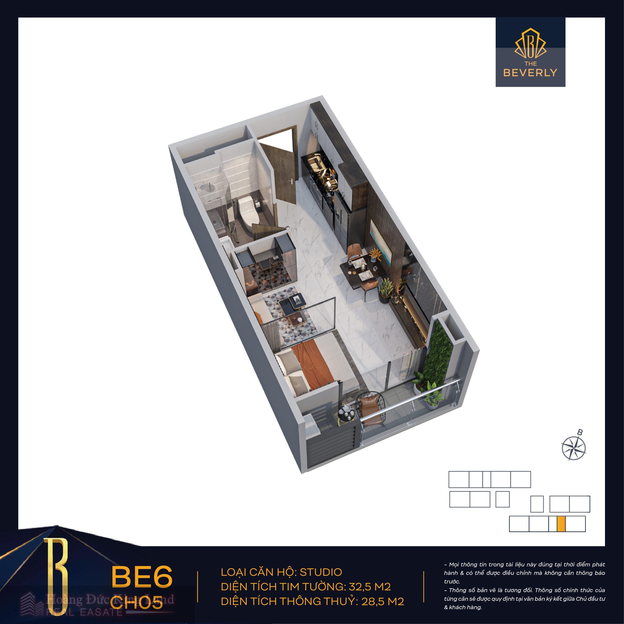 Layout bốc mãi căn hộ điển hình tại The Beverly