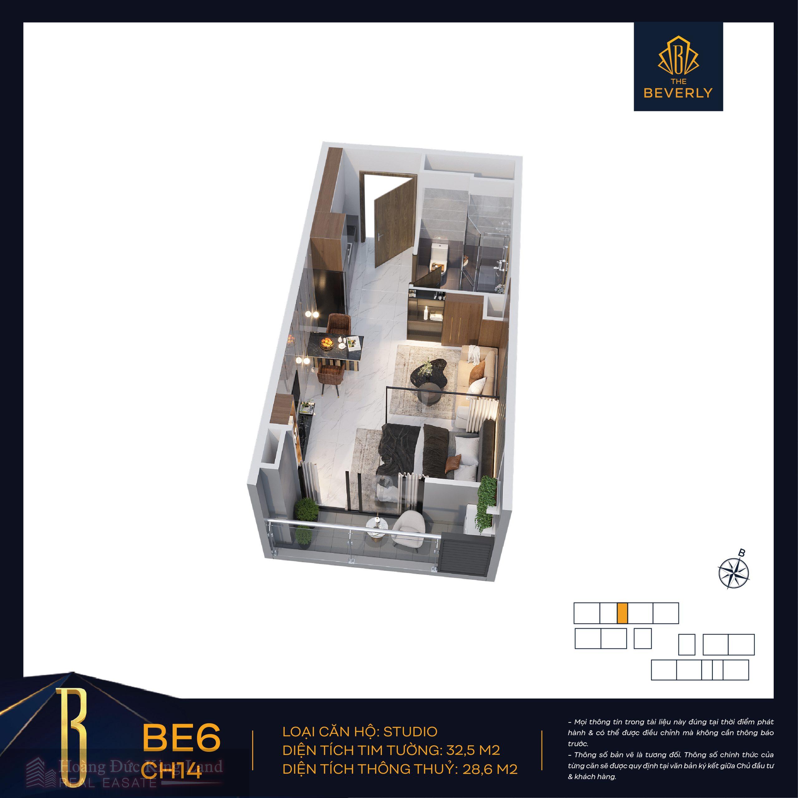 Layout bốc mãi căn hộ điển hình tại The Beverly